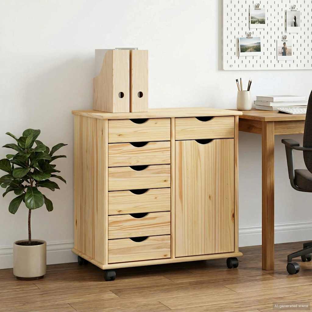 Gabinete rodante 63,5 x 39 x 65,5 cm Madera de Pino Macizo