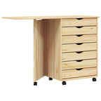Gabinete Rodante con Escritorio MOSS Barniz transparente