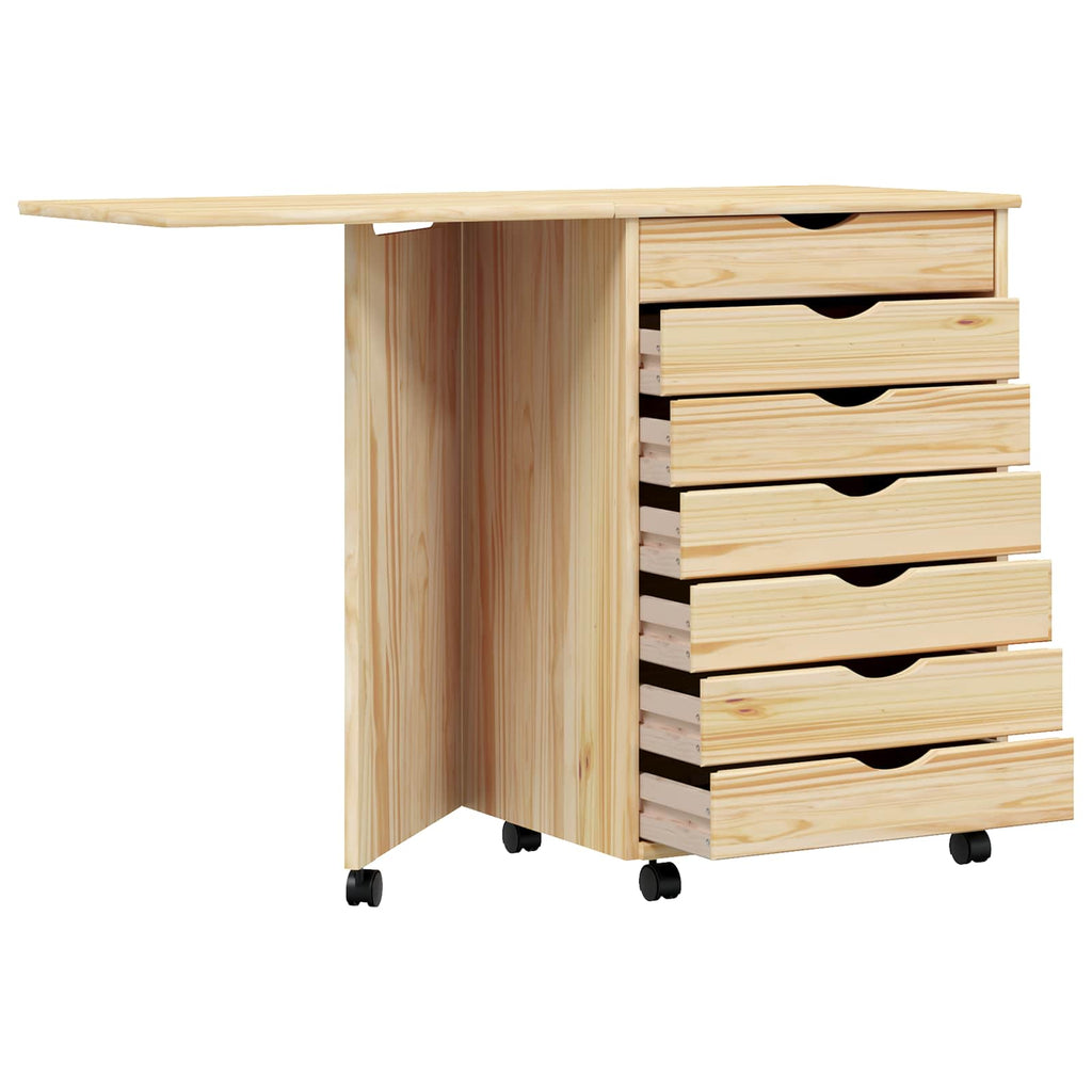 Gabinete Rodante con Escritorio MOSS Barniz transparente