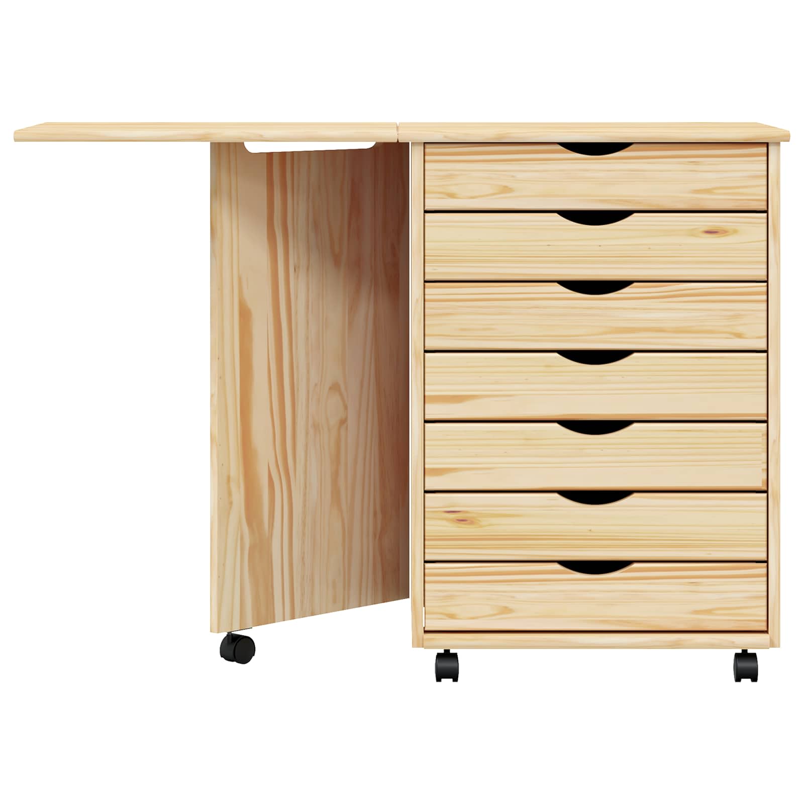 Gabinete Rodante con Escritorio MOSS Barniz transparente