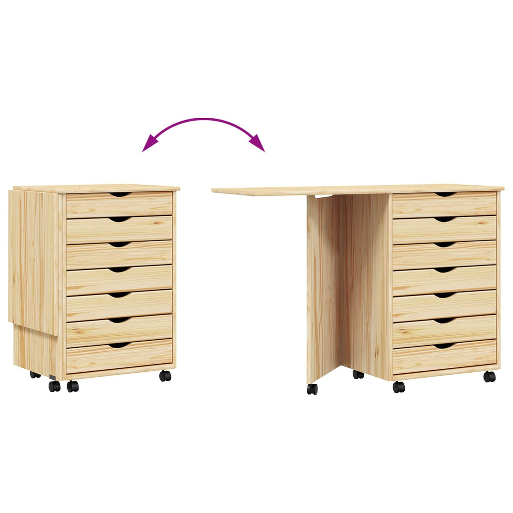 Gabinete Rodante con Escritorio MOSS Barniz transparente
