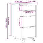 Gabinete Rodante con Escritorio MOSS Barniz transparente