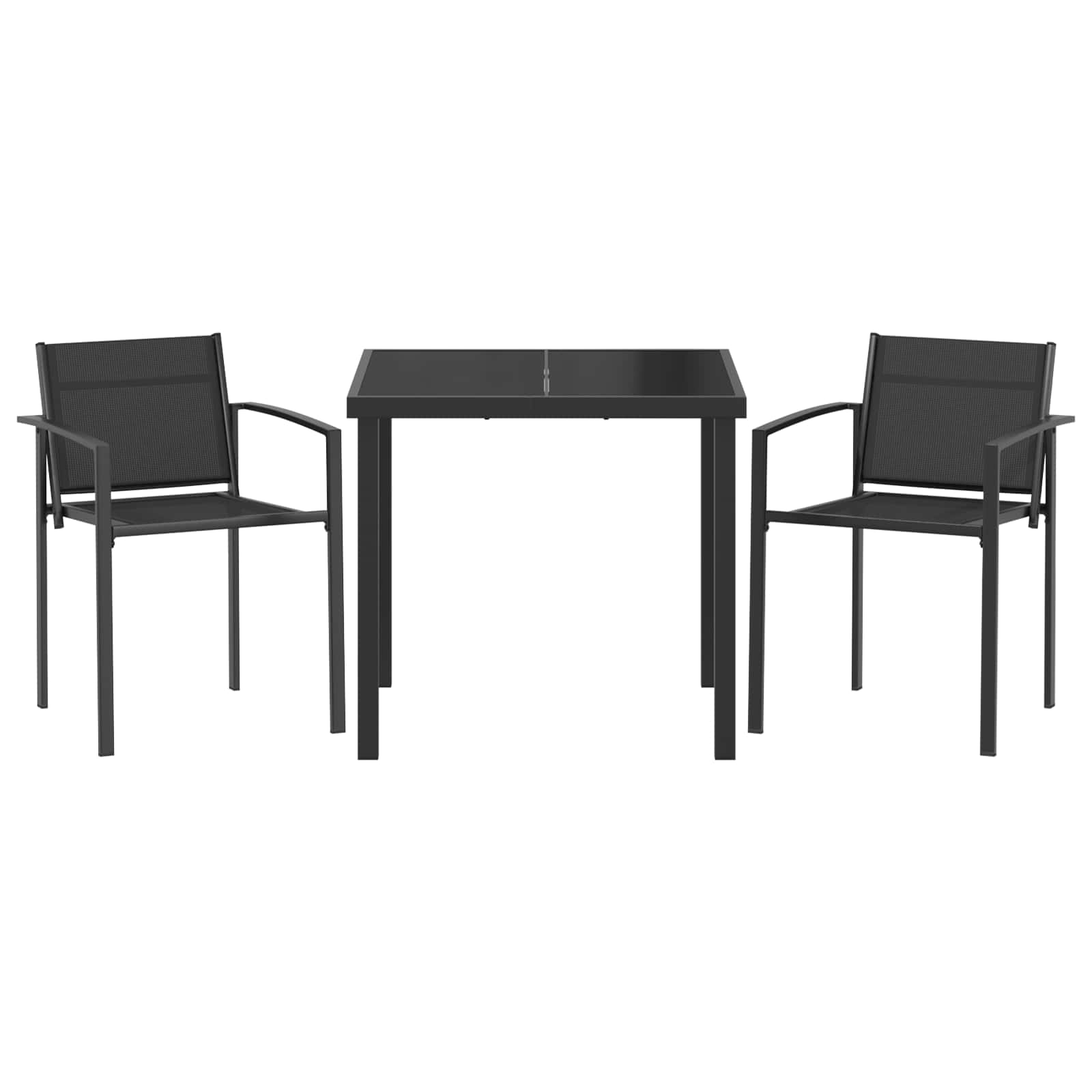 Juego de muebles de exterior 3 pcs Negro y Antracita Textileno