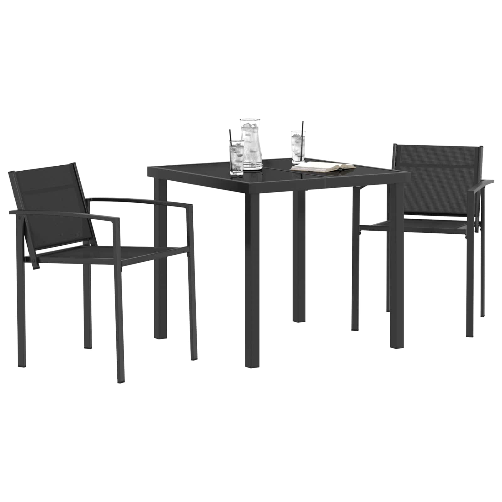 Juego de muebles de exterior 3 pcs Negro y Antracita Textileno