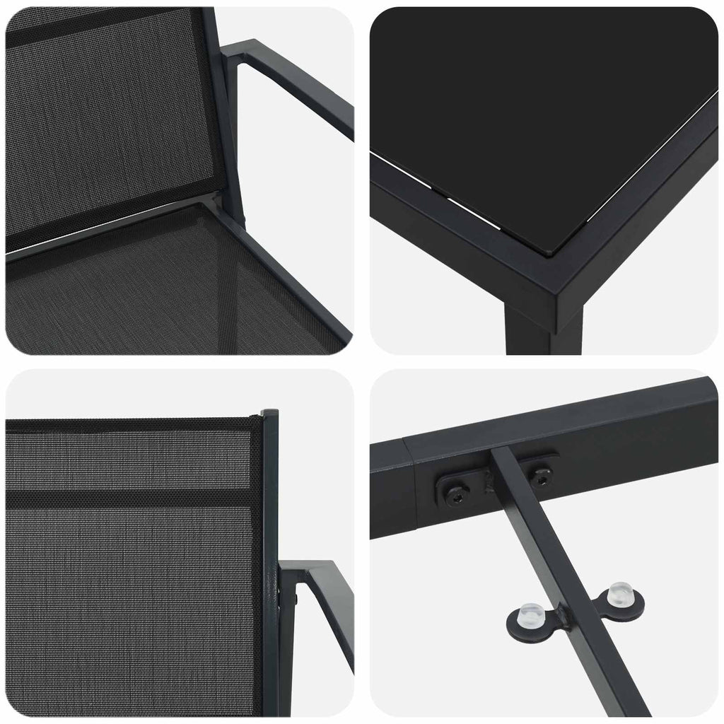 Juego de muebles de exterior 5 pcs Negro y Antracita Textileno
