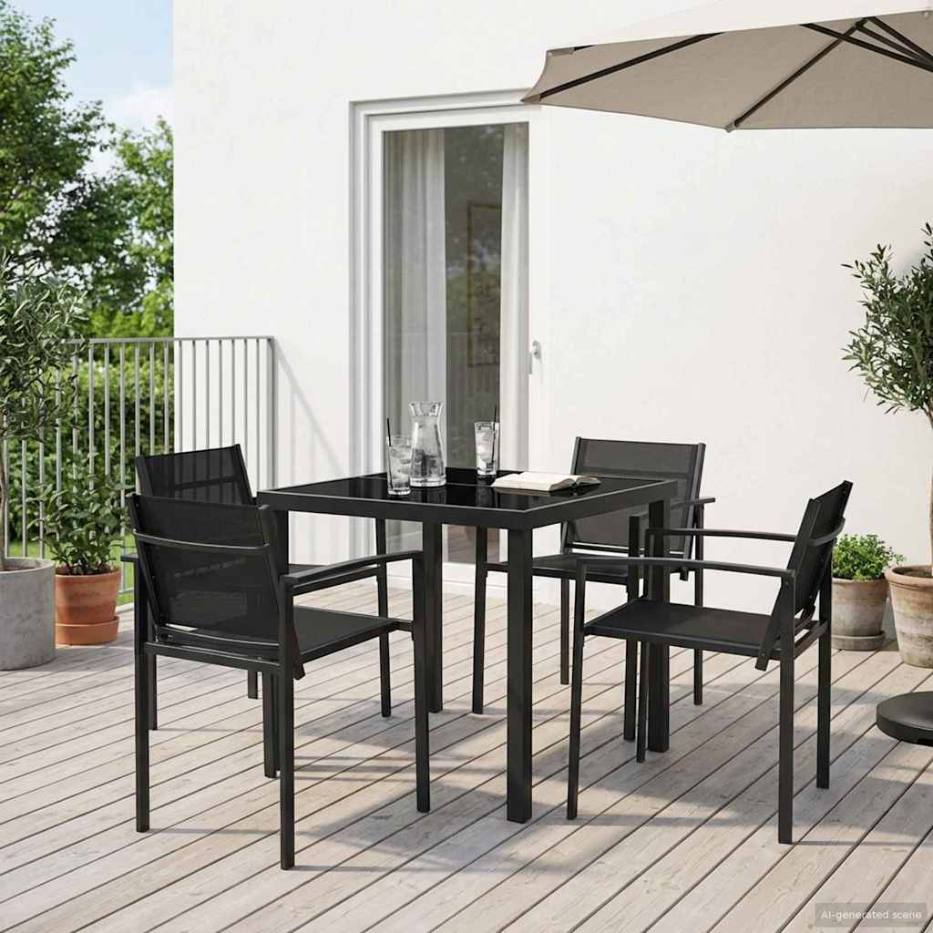 Juego de muebles de exterior 5 pcs Negro y Antracita Textileno
