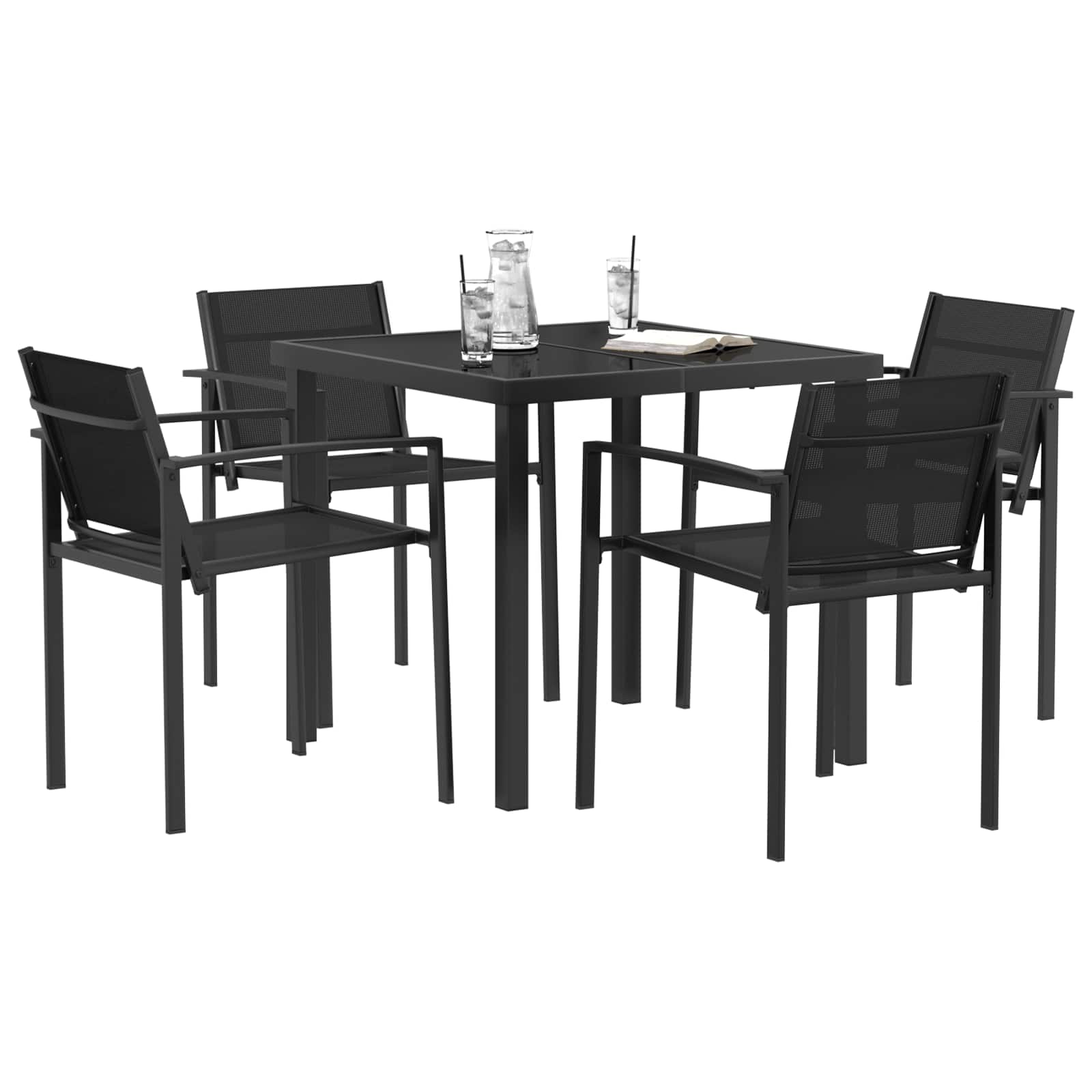 Juego de muebles de exterior 5 pcs Negro y Antracita Textileno