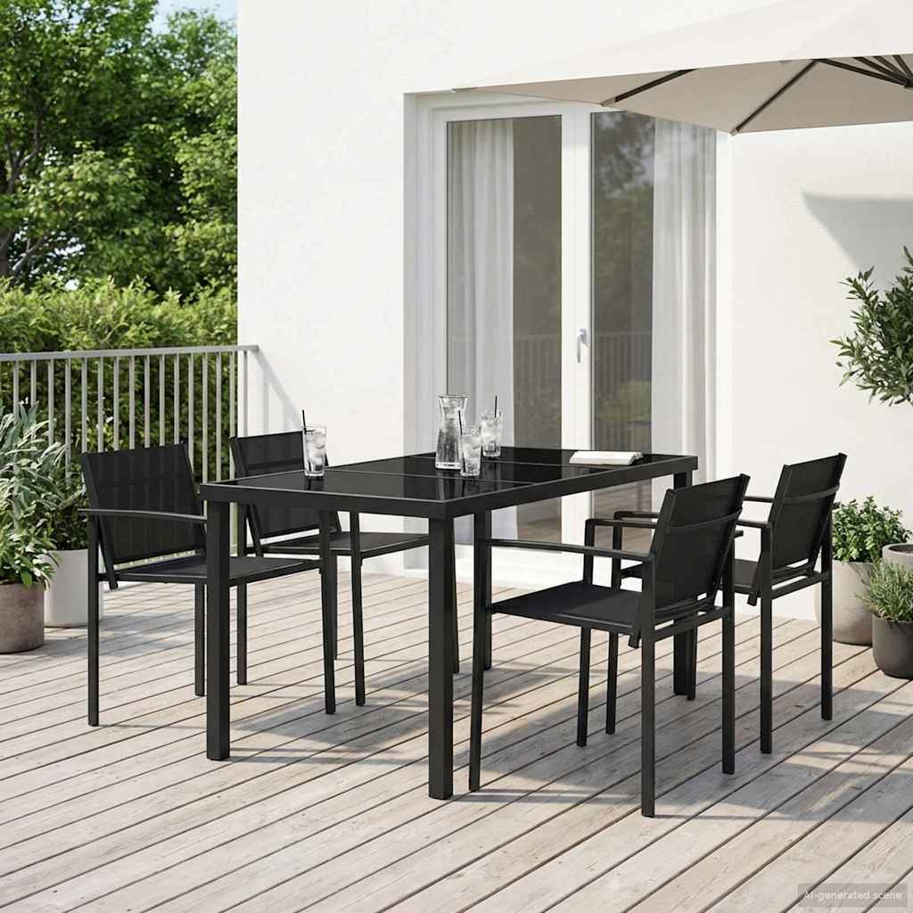 Juego de muebles de exterior 5 pcs Negro y Antracita Textileno