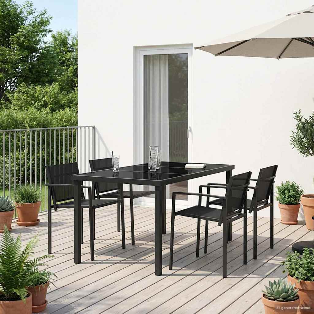 Juego de muebles de exterior 5 pcs Negro y Antracita Textileno