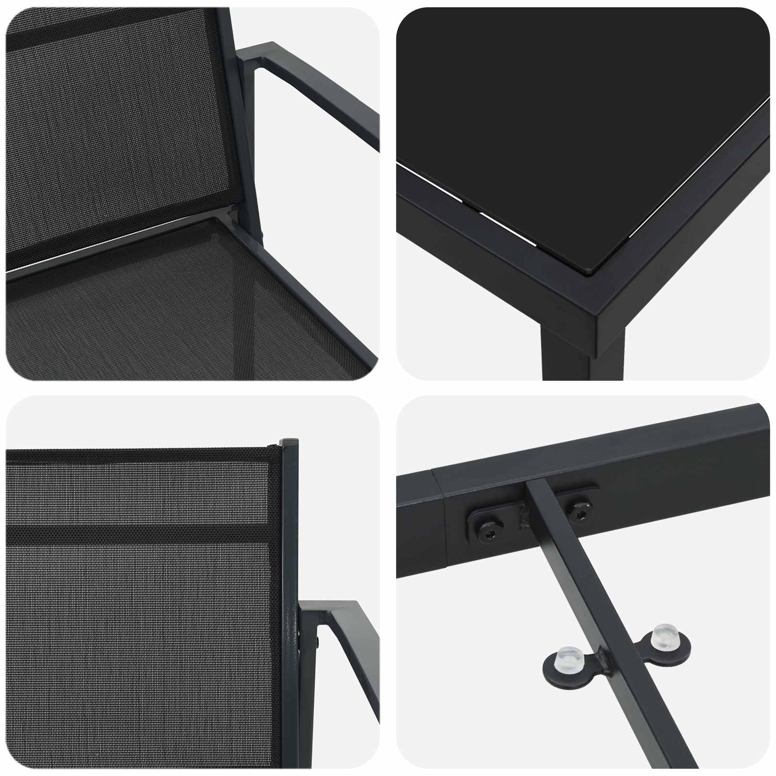Juego de muebles de exterior 7 pcs Negro y Antracita Textileno
