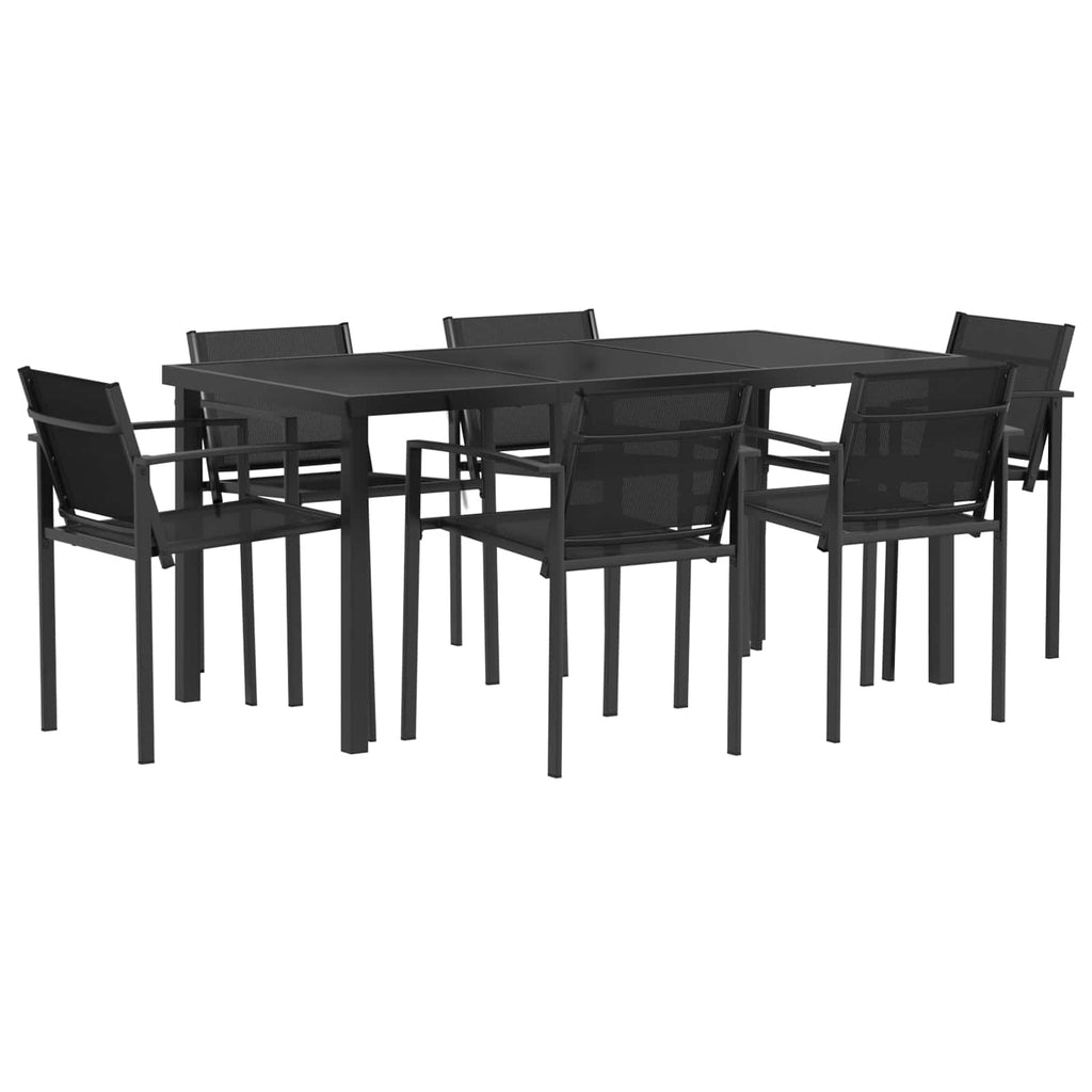 Juego de muebles de exterior 7 pcs Negro y Antracita Textileno