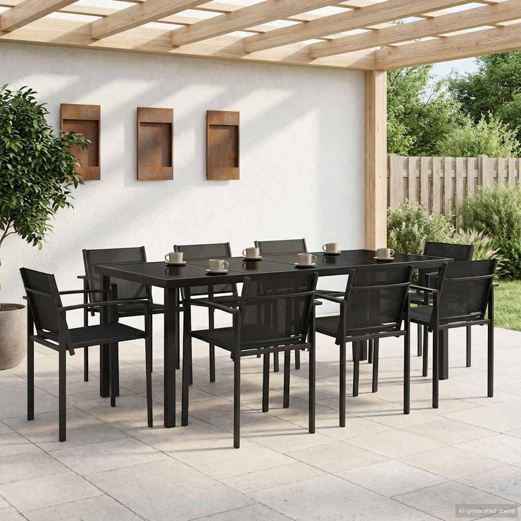 Juego de muebles de exterior 7 pcs Negro y Antracita Textileno