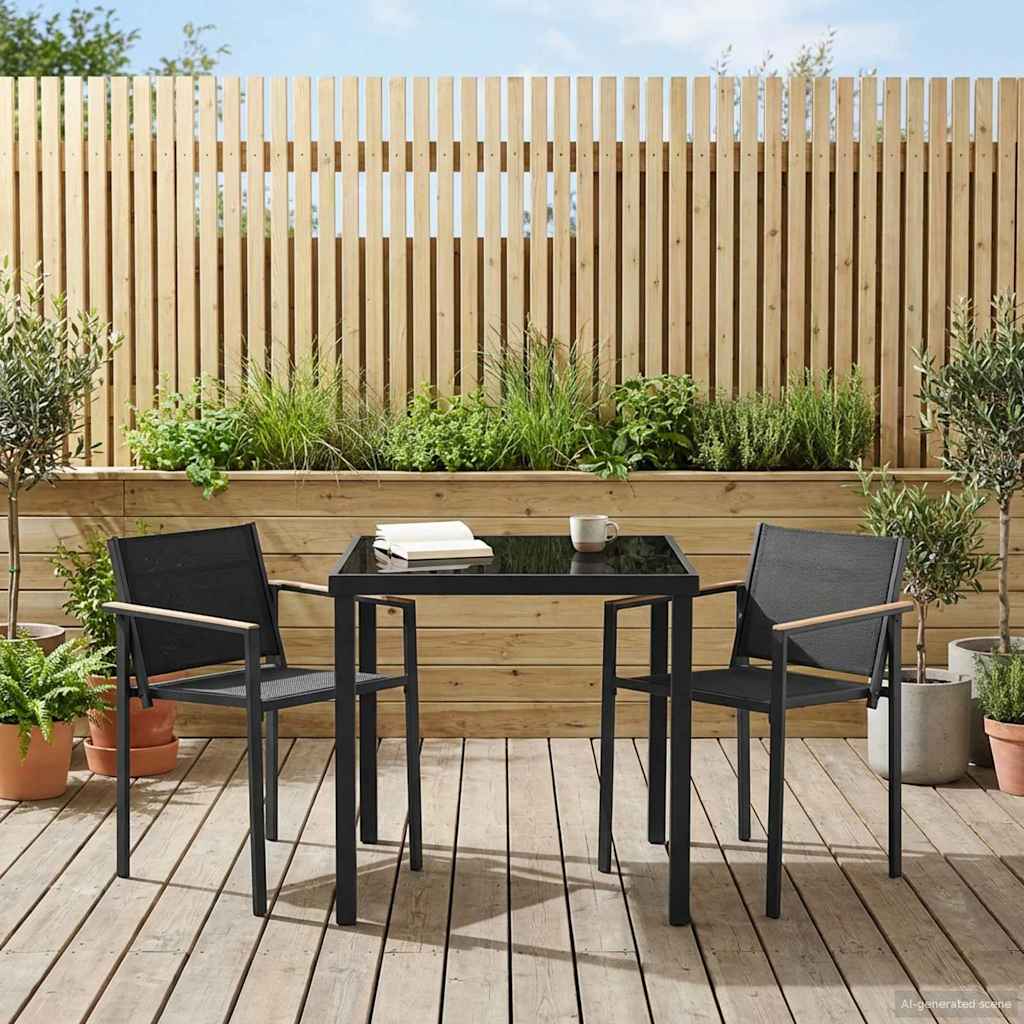 Juego de muebles de exterior 3 pcs Negro y Antracita Textileno