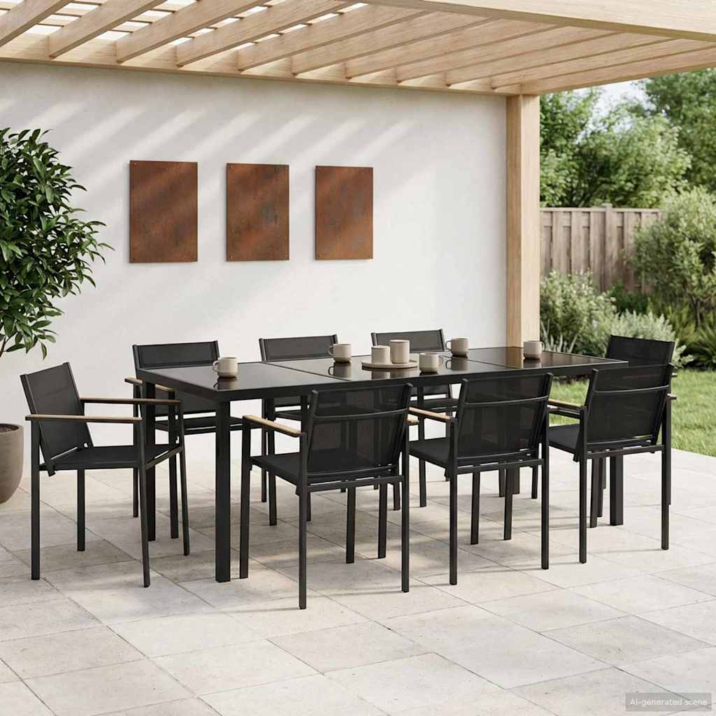 Juego de muebles de exterior 7 pcs Negro y Antracita Textileno