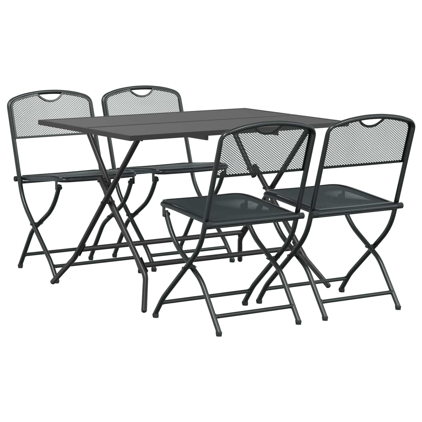 Juego de muebles de exterior 5 pcs Antracita Hierro y Acero