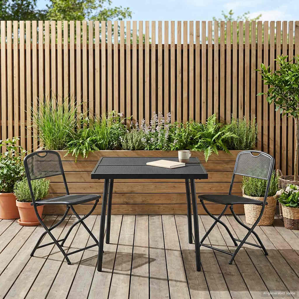 Conjunto de móveis de exterior 3 peças Cinzento antracite