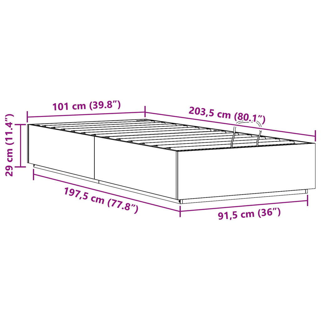 Estructura de Cama Ottoman 100 x 200 cm Pino macizo