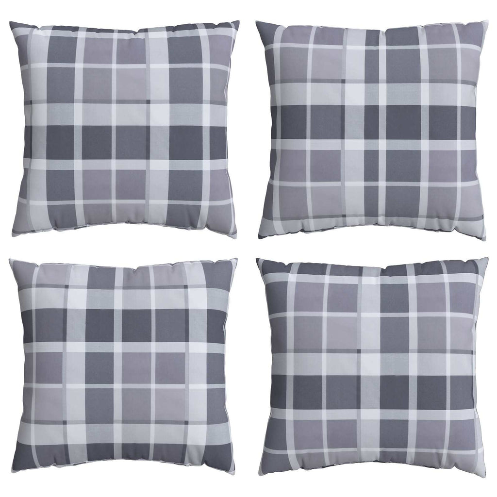 Cojín de exterior a cuadros 4 pcs Cuadro Gris 40 x 40 cm Tela