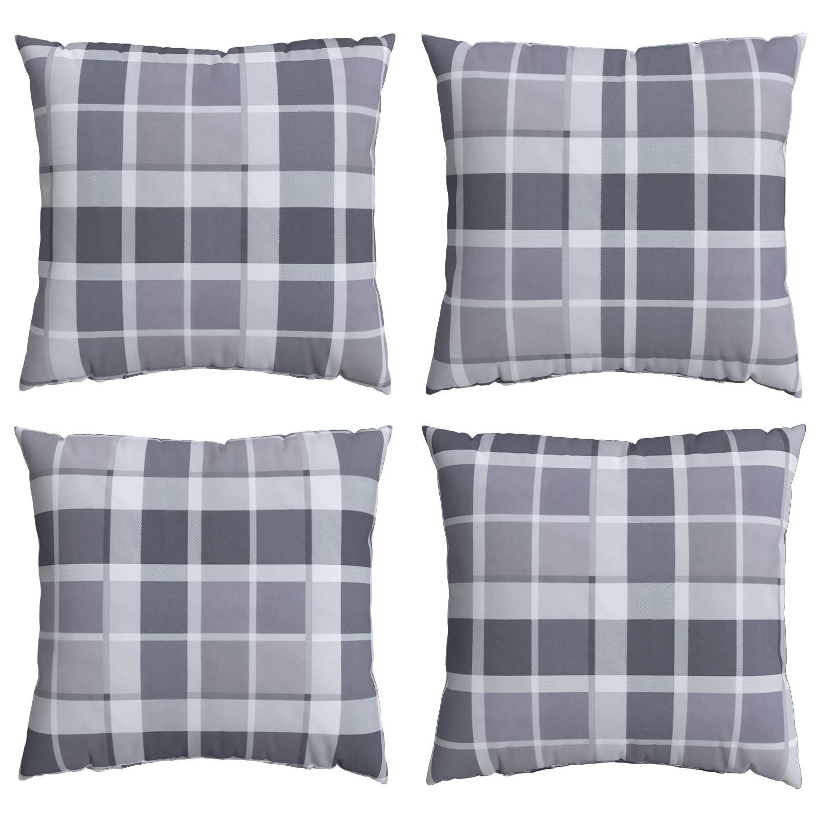 Cojín de exterior a cuadros 4 pcs Cuadro Gris 40 x 40 cm Tela