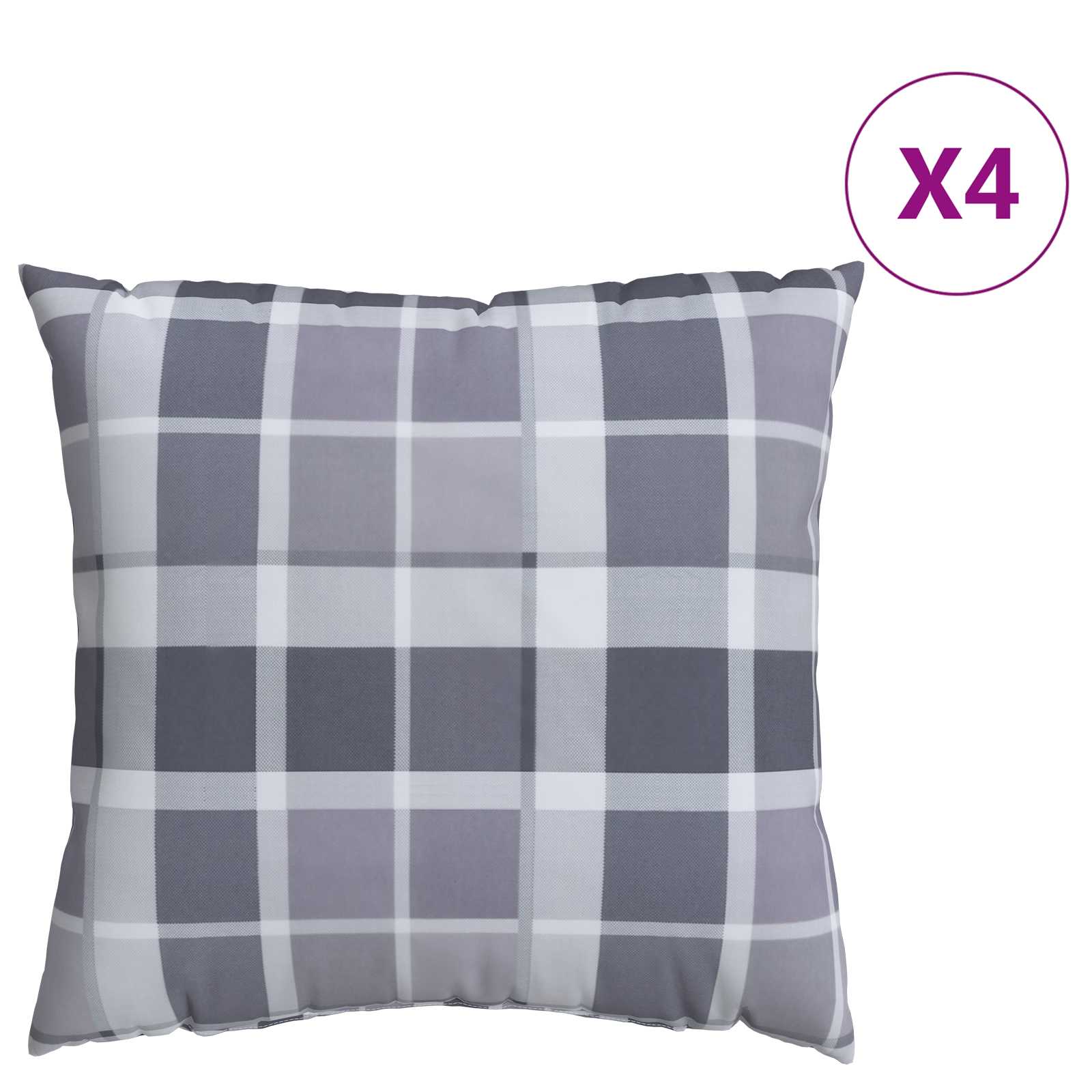 Cojín de exterior a cuadros 4 pcs Cuadro Gris 40 x 40 cm Tela