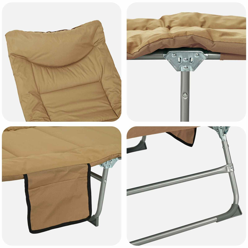 Tumbona plegable con cojín 2 pcs Beige
