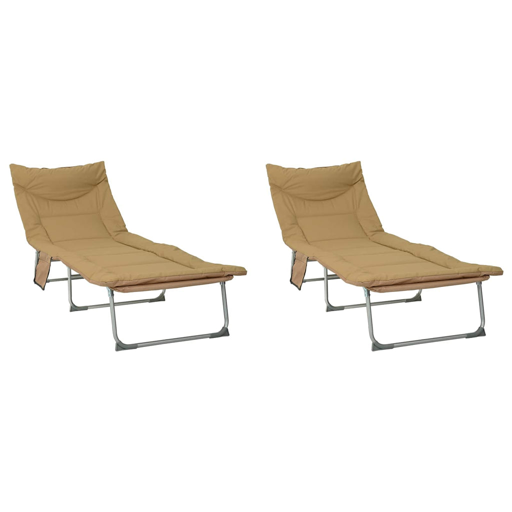 Tumbona plegable con cojín 2 pcs Beige