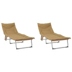 Tumbona plegable con cojín 2 pcs Beige