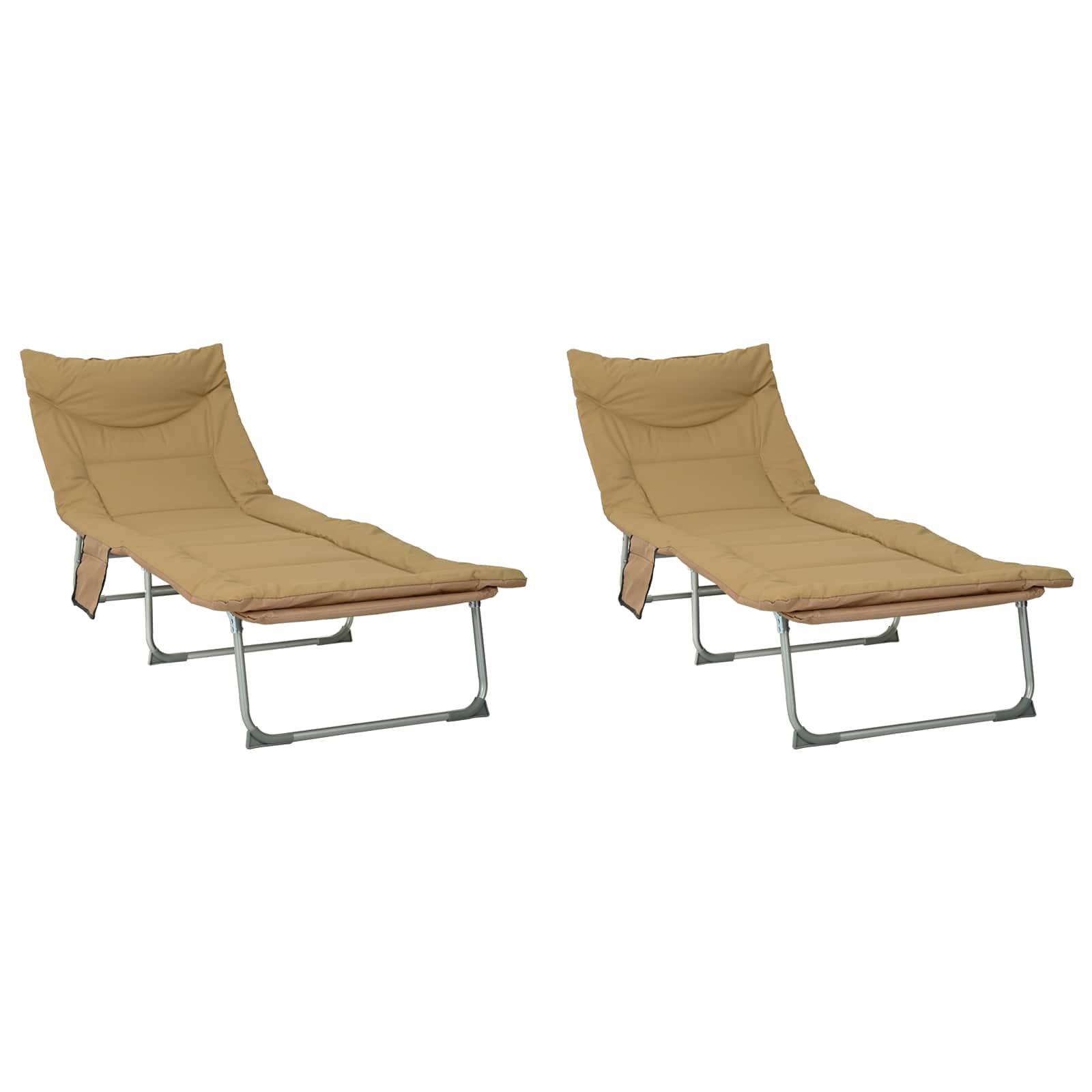 Tumbona plegable con cojín 2 pcs Beige