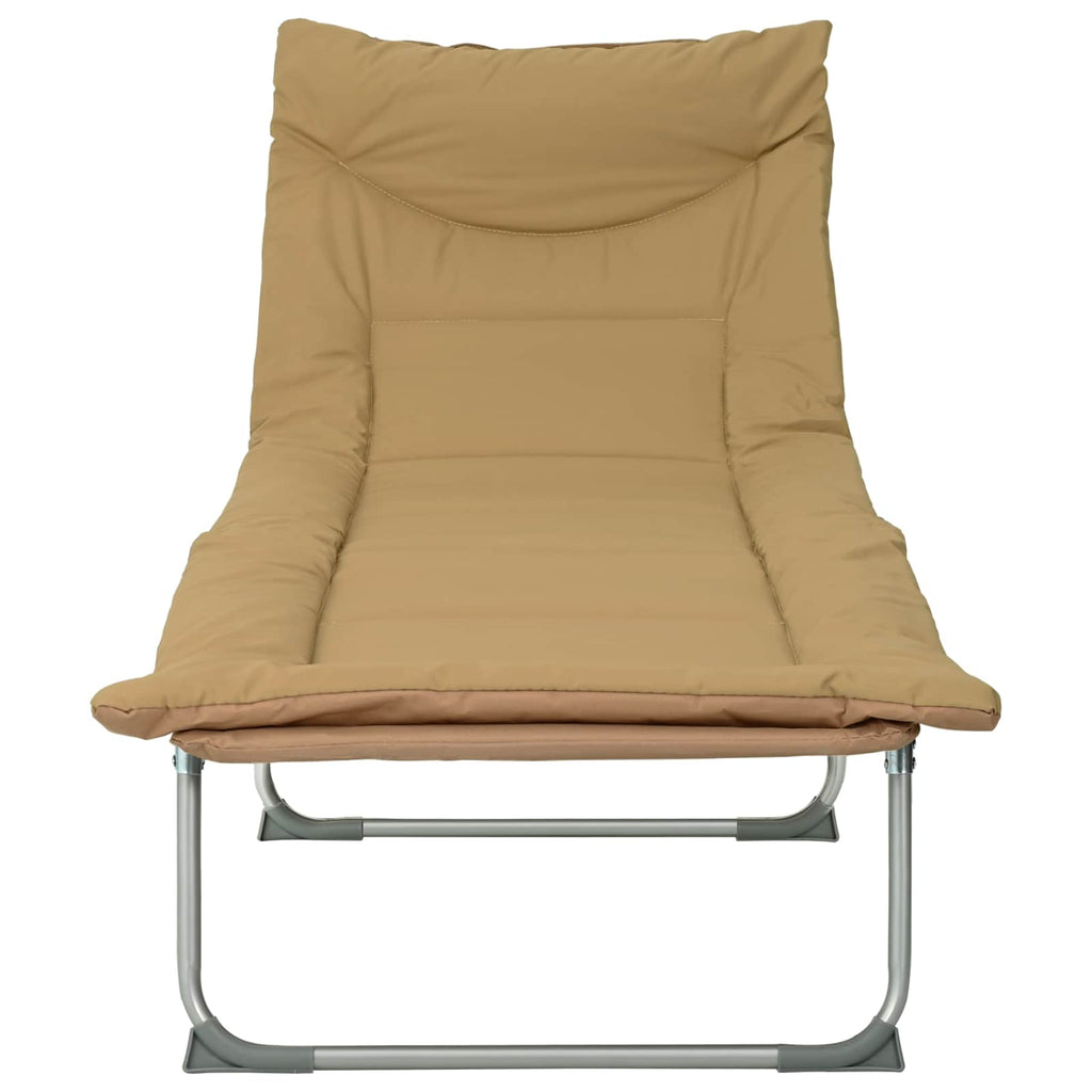 Tumbona plegable con cojín 2 pcs Beige