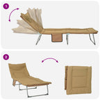 Tumbona plegable con cojín 2 pcs Beige