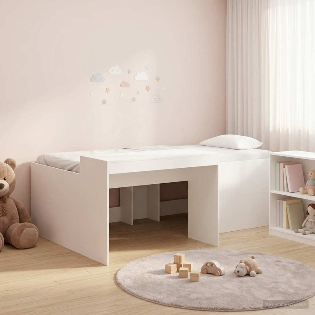 Cama alta para niños con escritorio Blanco 75 x 190 cm