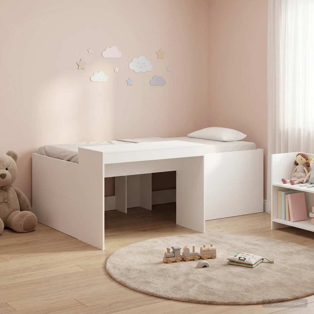 Cama alta para niños con escritorio Blanco 75 x 190 cm