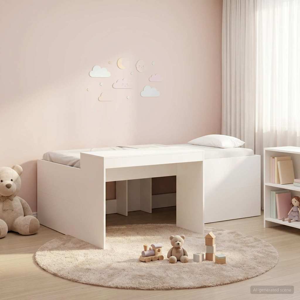 Cama alta para niños con escritorio Blanco 75 x 190 cm