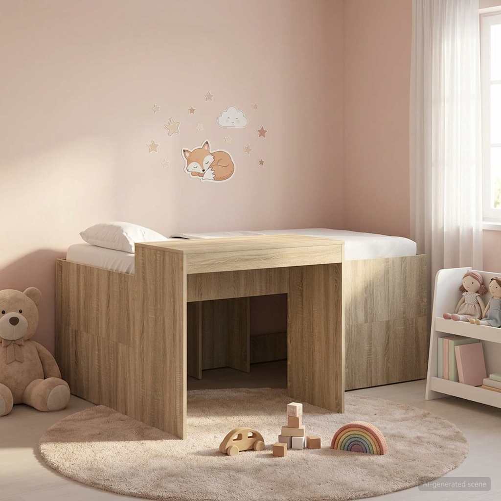 Cama alta para niños con escritorio Blanco 75 x 190 cm