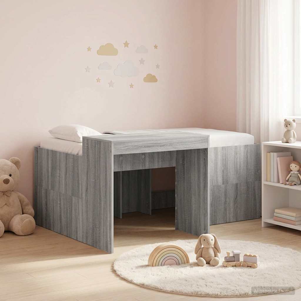 Cama alta para niños con escritorio Blanco 75 x 190 cm