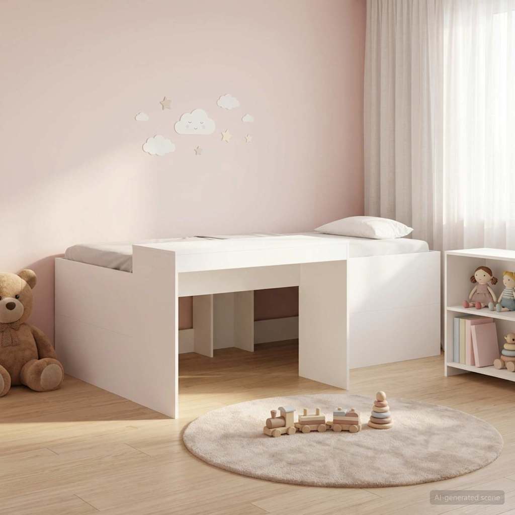 Cama alta para niños con escritorio Blanco 75 x 190 cm