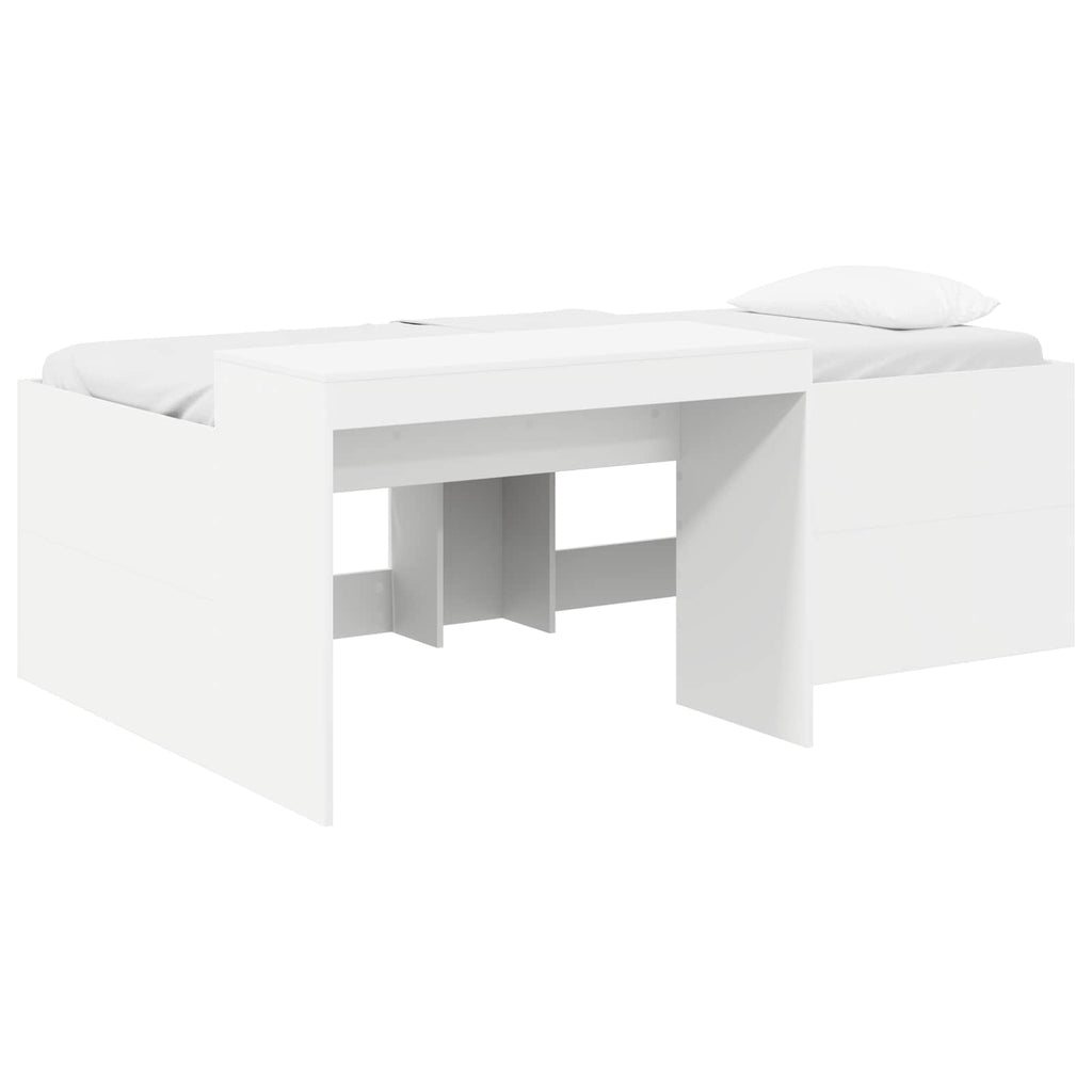 Cama alta para niños con escritorio Blanco 75 x 190 cm