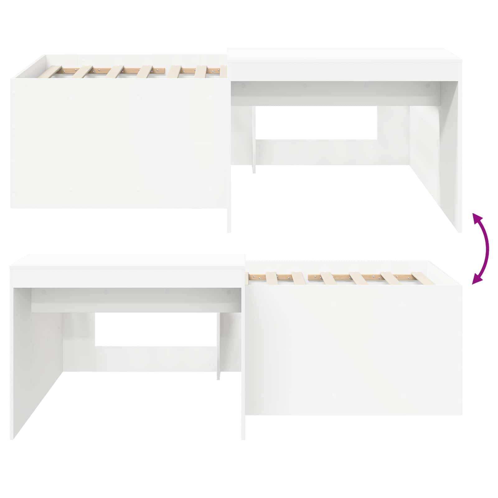 Cama alta para niños con escritorio Blanco 75 x 190 cm