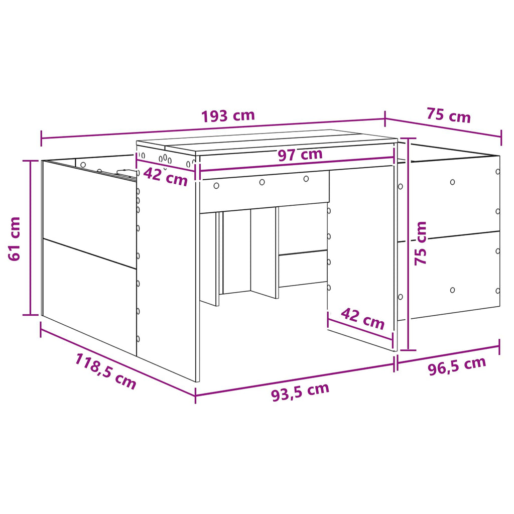 Cama alta para niños con escritorio Blanco 75 x 190 cm