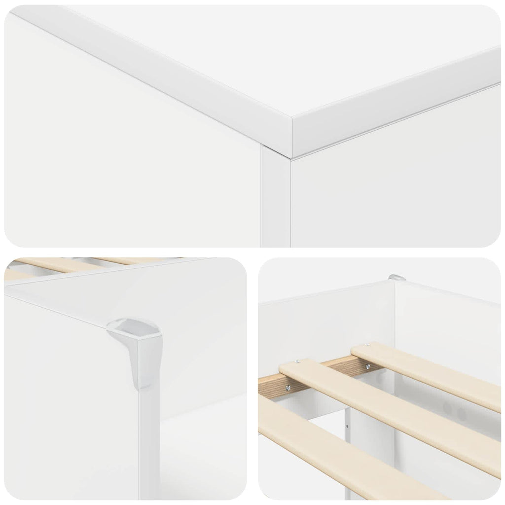 Marco de cama loft con armario con almacenamiento 3 pcs Blanco