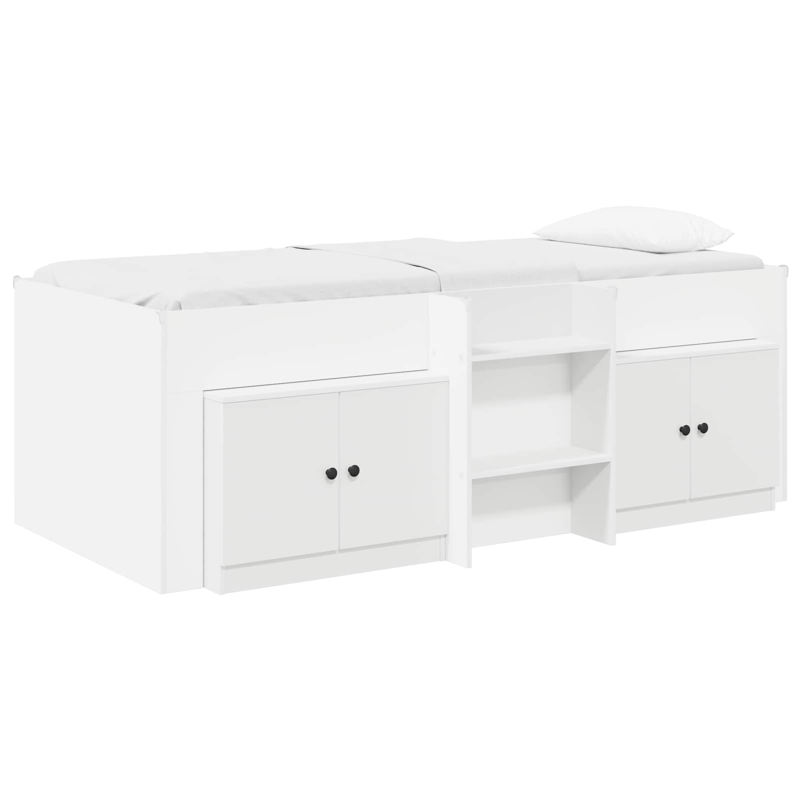 Marco de cama loft con armario con almacenamiento 3 pcs Blanco