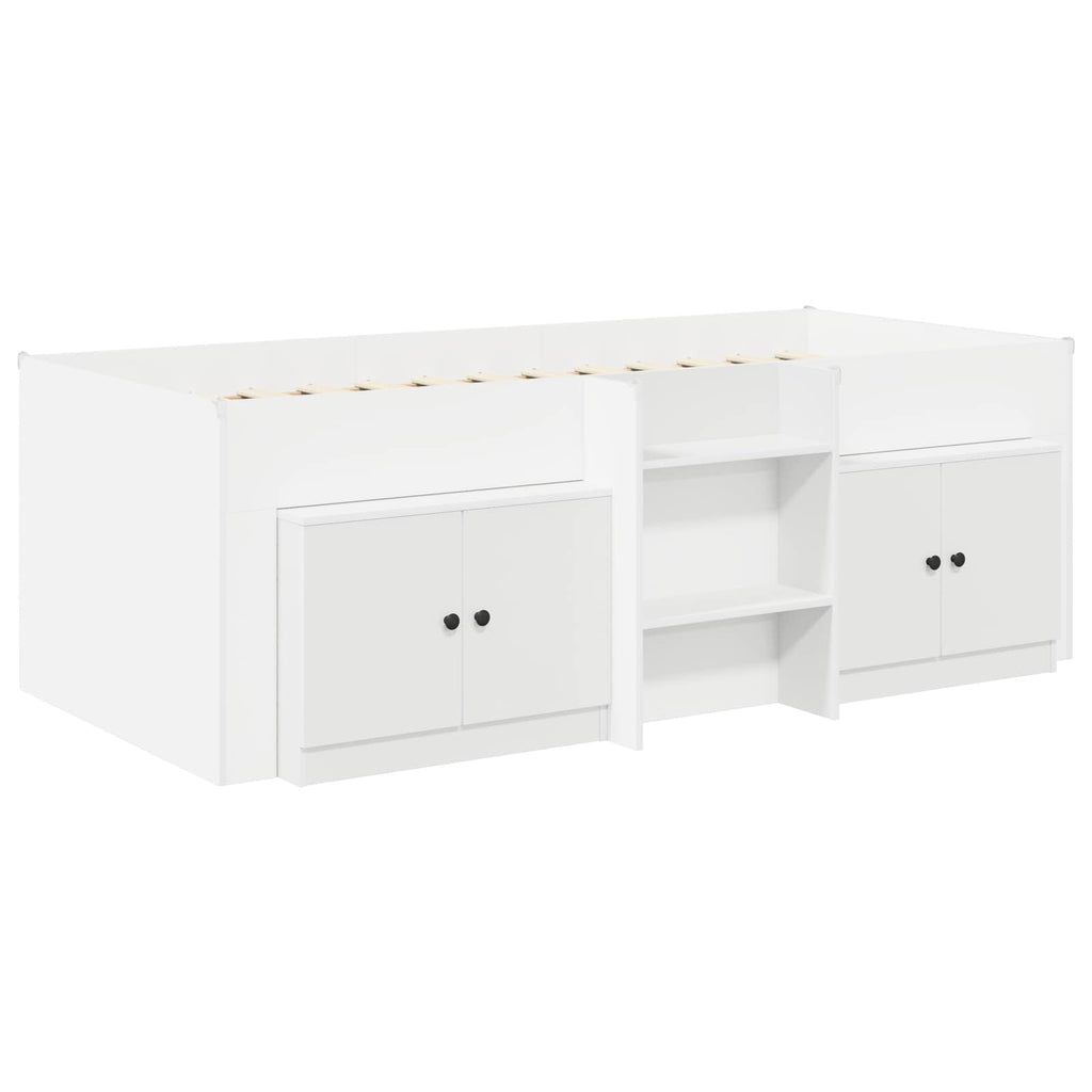Marco de cama loft con armario con almacenamiento 3 pcs Blanco