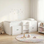 Marco de cama loft con armario con almacenamiento 3 pcs Blanco