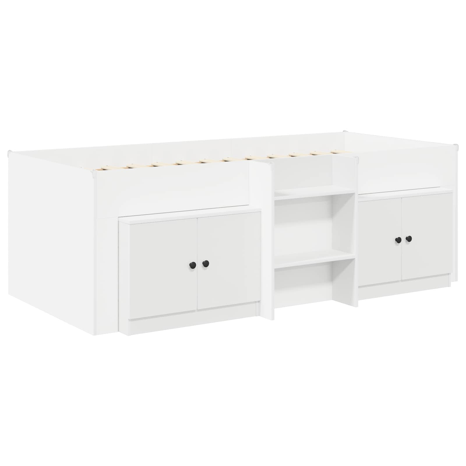 Marco de cama loft con armario con almacenamiento 3 pcs Blanco