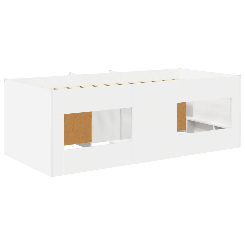 Marco de cama loft con armario con almacenamiento 3 pcs Blanco