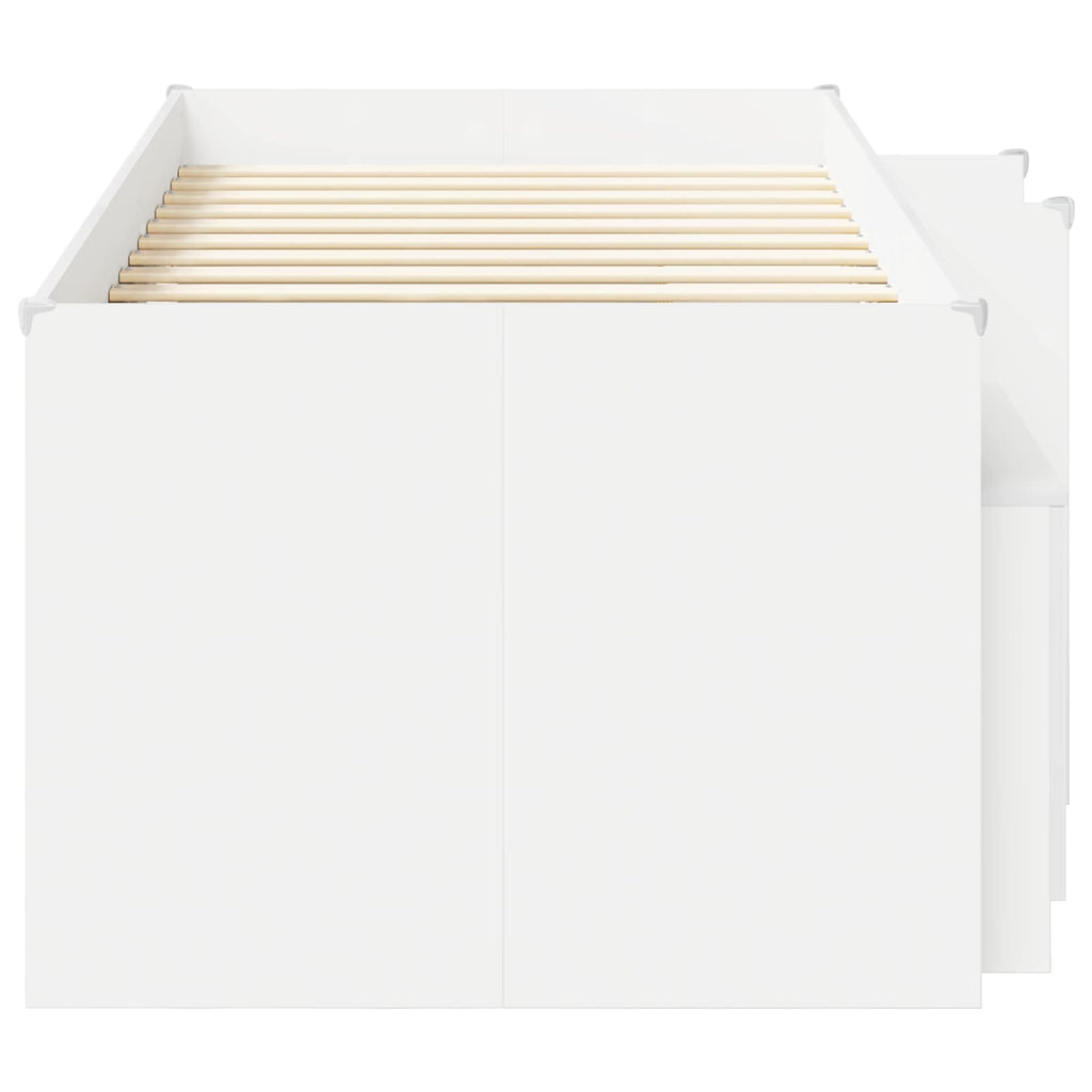 Marco de cama loft con armario con almacenamiento 3 pcs Blanco