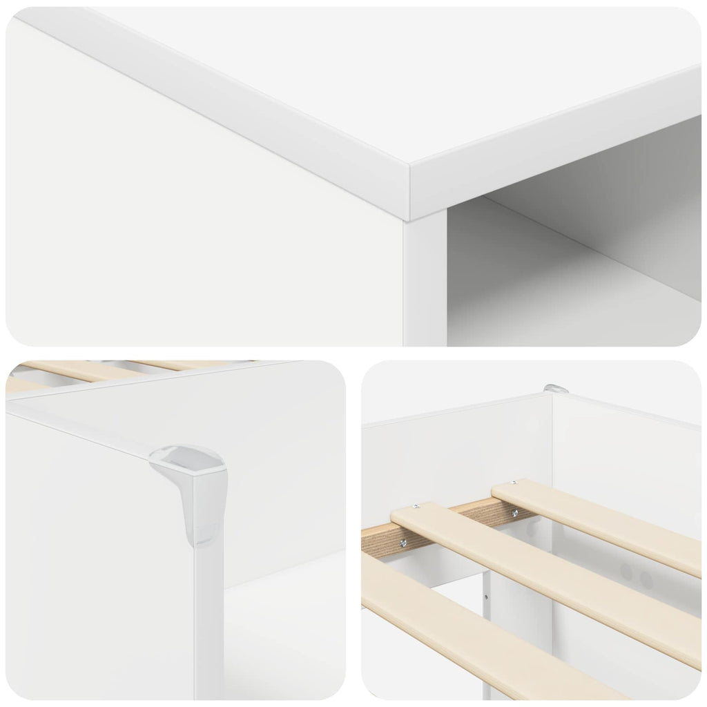 Marco de cama loft con armario con estante 3 pcs Blanco