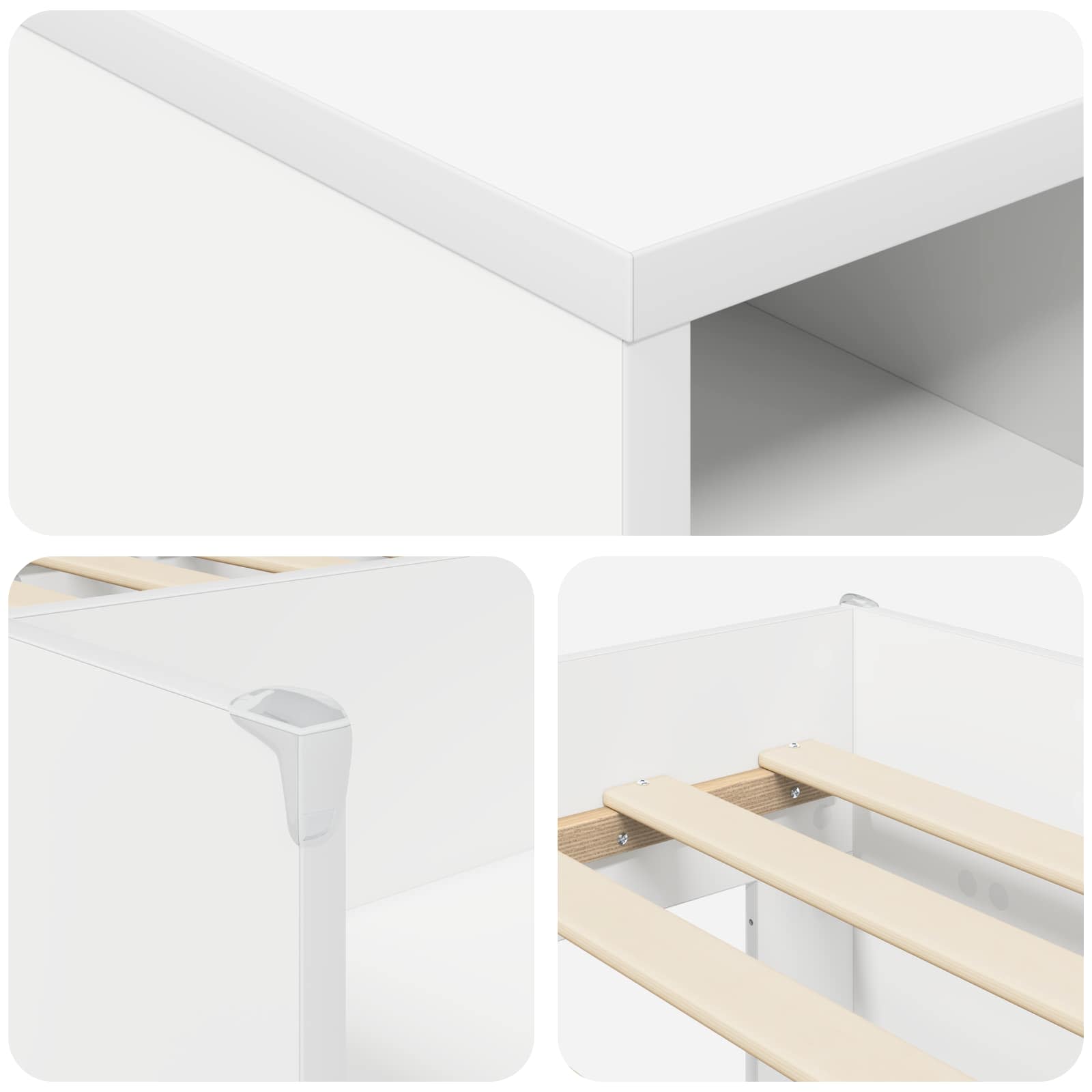 Marco de cama loft con armario con estante 3 pcs Blanco