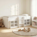 Marco de cama loft con armario con estante 3 pcs Blanco