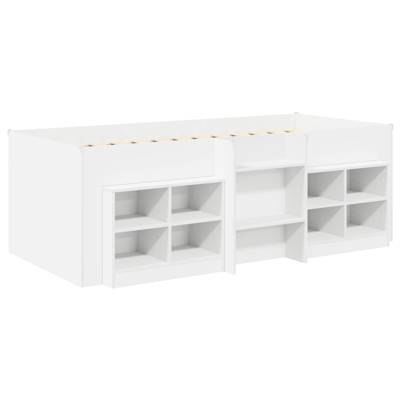 Marco de cama loft con armario con estante 3 pcs Blanco